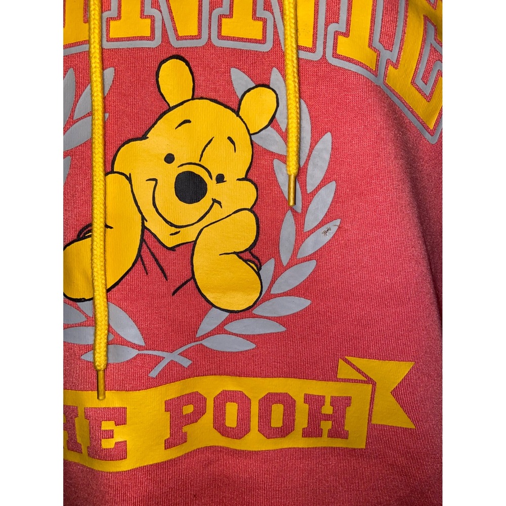 Disney Winnie the Pooh Cozy Graphic Hoodie Coral Pink Varsity Sweatshirt Women S - Picture 3 of 4